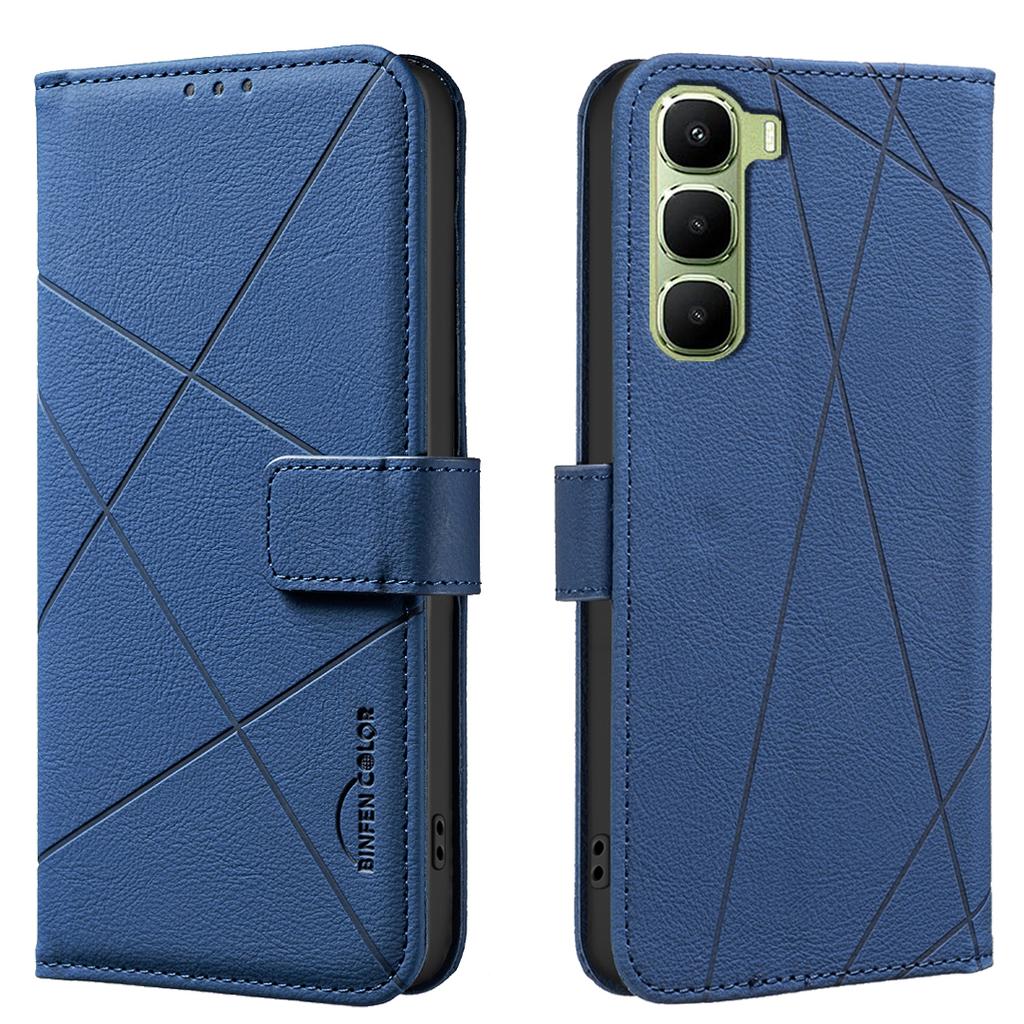 For Infinix Hot 60 Pro 4G Case BINFEN COLOR BF35 Geometry Imprinted Leather Phone Cover RFID Blocking Wallet Stand