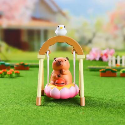 Random Type Capybara Anime Figure Swinging Bath Capybara Figure Toys Cartoon Swan Turtle Capybara PVC Model Cake Decoration