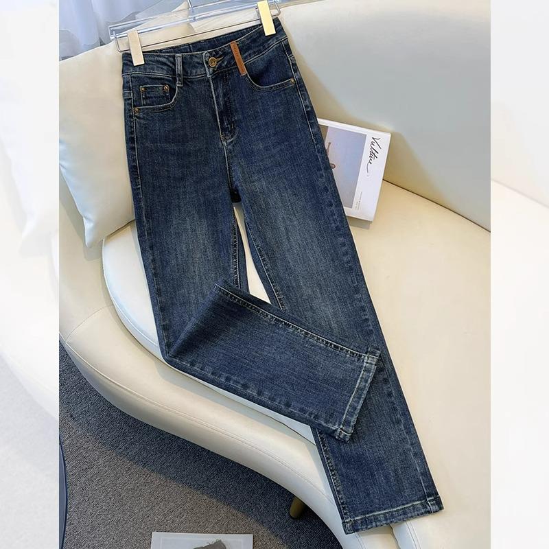 

Женские облегающие джинсы-сигареты на флисовой подкладке – Укороченные ретро брюки для осени/зимы 2024 26/S for 85-95 jin