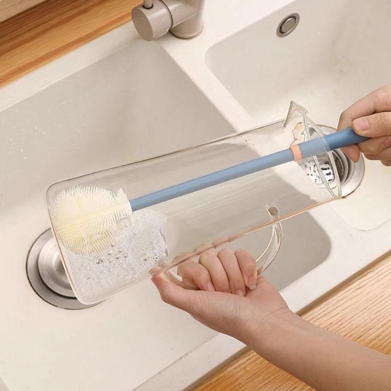 Flexible Reach Cleaning Tool For Blender Base Juice Machine Crevices Gentle On Surfaces Brush with AntiSlip Long Handle