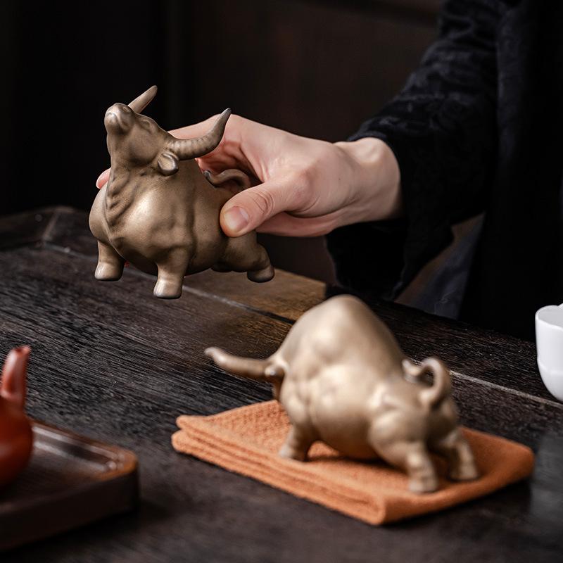 Keramisk Lycklig Ko Prydnad Maskot Hem Vardagsrumsprydnad Tolv Stjärntecken Oxens År Gåvor Tebord Tehusdjur