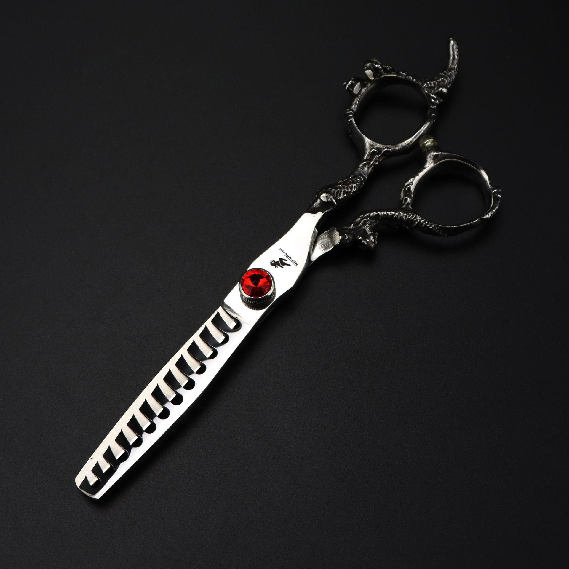 6.0-inch Napson Sword & Dragon Handle Hairdressing Scissors - Straight and Thinning Scissors FM101