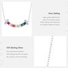 MODIAN 925 Sterling Silver Smile Square Rainbow Colorful Zirconia Pendant Necklace Fashion Neck Chain For Women Fine Jewelry