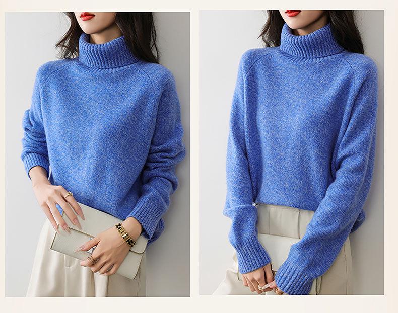 Women's 100% Pure Wool High Collar Raglan Sweater
