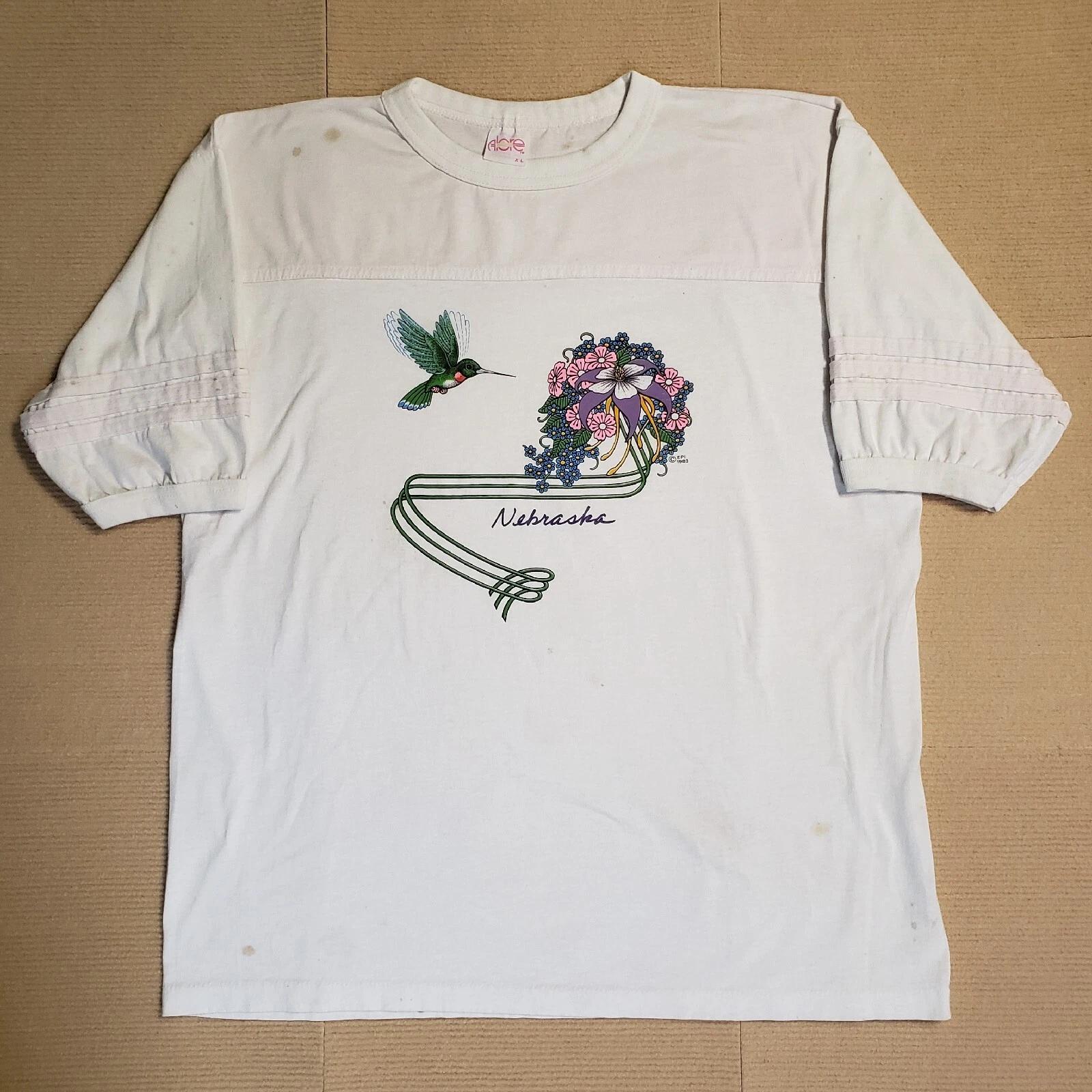 Vtg 80s Alore Nebraska Hummingbird T-shirt Mens XL Thrashed Single Stitch Grunge XL