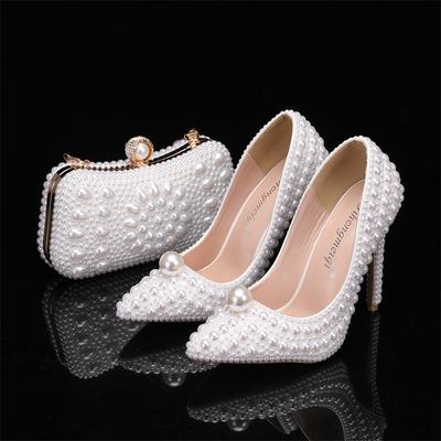 Luxury 2024 New Pearl Women's Fashion Banquet High Heels Fashion Trend Shallow Mouth Pointed Classic High Heels Wedding Shoes