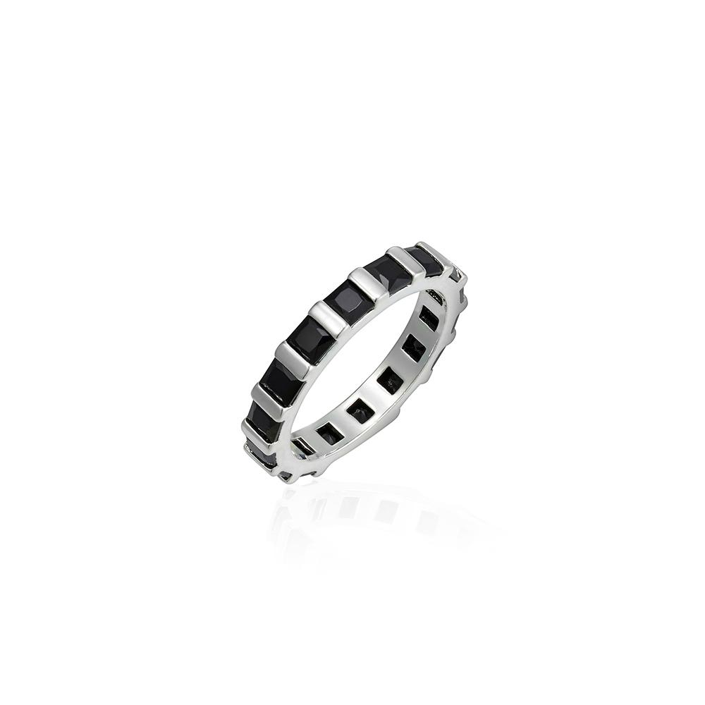 Lunne Silver 925 Black Square Stone Eternity Ring #Lsr25