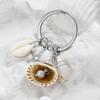 Natural Shell Starfish Pearl Keychain Silver Ocean Style Bag Charm for Women