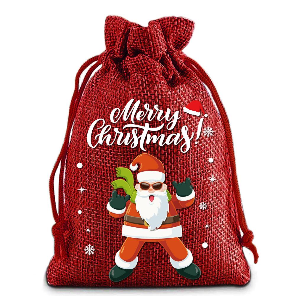 12pcs Christmas Linen Drawstring Bag Drawstring Bag Gift Bag Cloth Bag Christmas Gift Bag Set Drawstring Bag