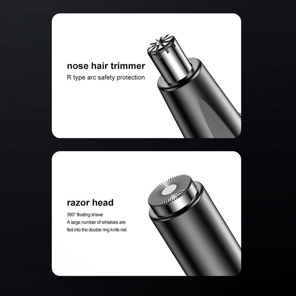 Two-in-one Electric Nose Hair Clipper Rechargeable Nose Hair Trimmer Manual Vibrissa Shaving  Men
