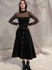 SORRY, TOO MUCH LOVE Sleeve Shirring See Through Turtleneck Top_Black