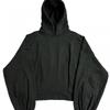 Unisex Gothic Streetwear Hooded Sweatshirt With Pleated Detail Loose Fit Long Sleeve Fall Winter Casual Top