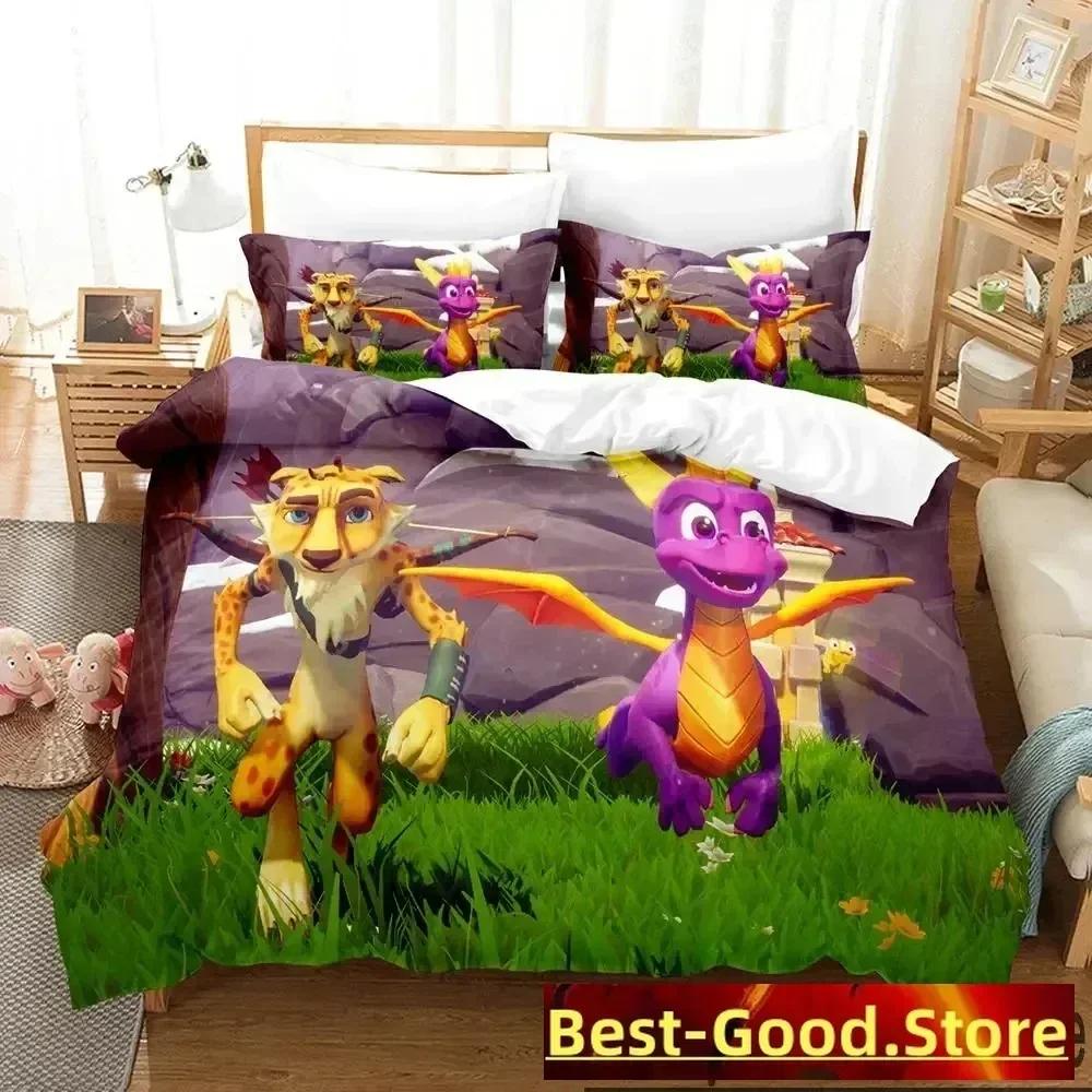 Kreslený Spyro Reignited Trilogy Povlečení Přikrývka Ložní souprava Povlak na přikrývku Povlak na polštář Přikrývka King Queen Size Chlapci Dospělí