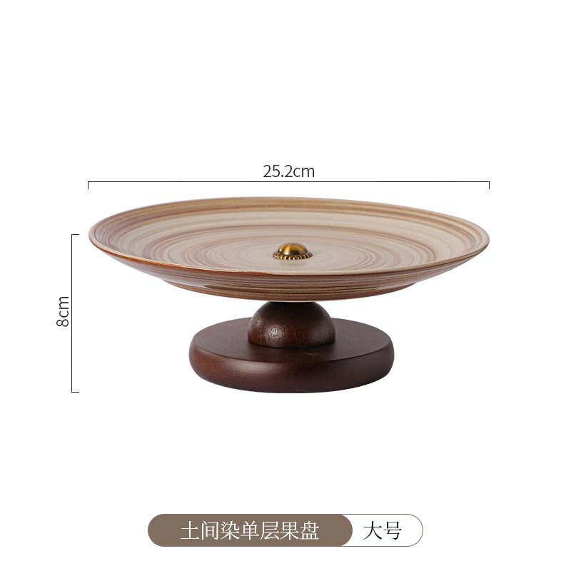 Ceramic Tray Double-layer Dessert Plate Afternoon Tea Dessert Plate Desktop Storage Container Ceramic Plate Wood Tray