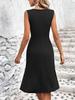 Women's Sleeveless Pleated V-Neck Midi Dress