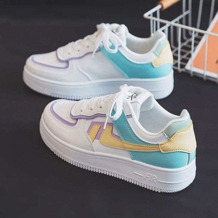 Little white shoes women's 2025 autumn new board shoes college style color matching fashion muffin soft sole light casual sports shoes