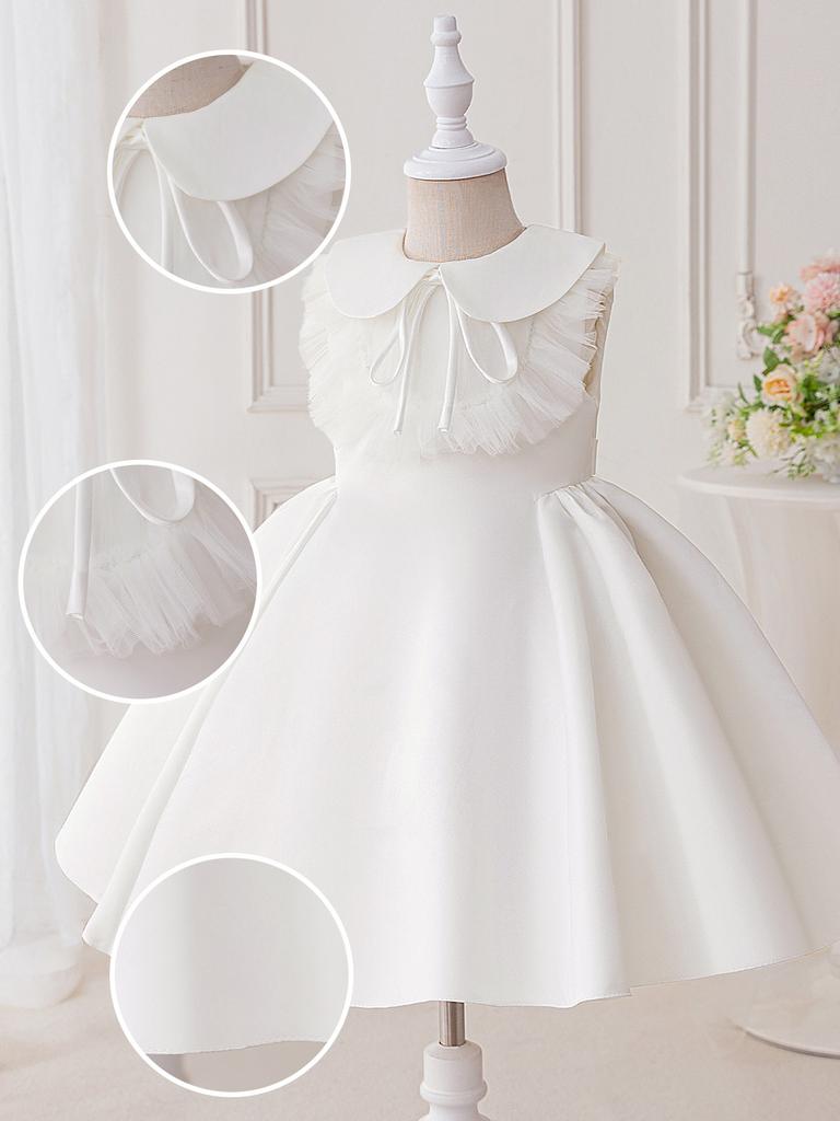 Flower Girl Princess Dress For Weddings Summer Kid Formal Bow Long Gown For School Evening Party Children New Year Cloth L6021