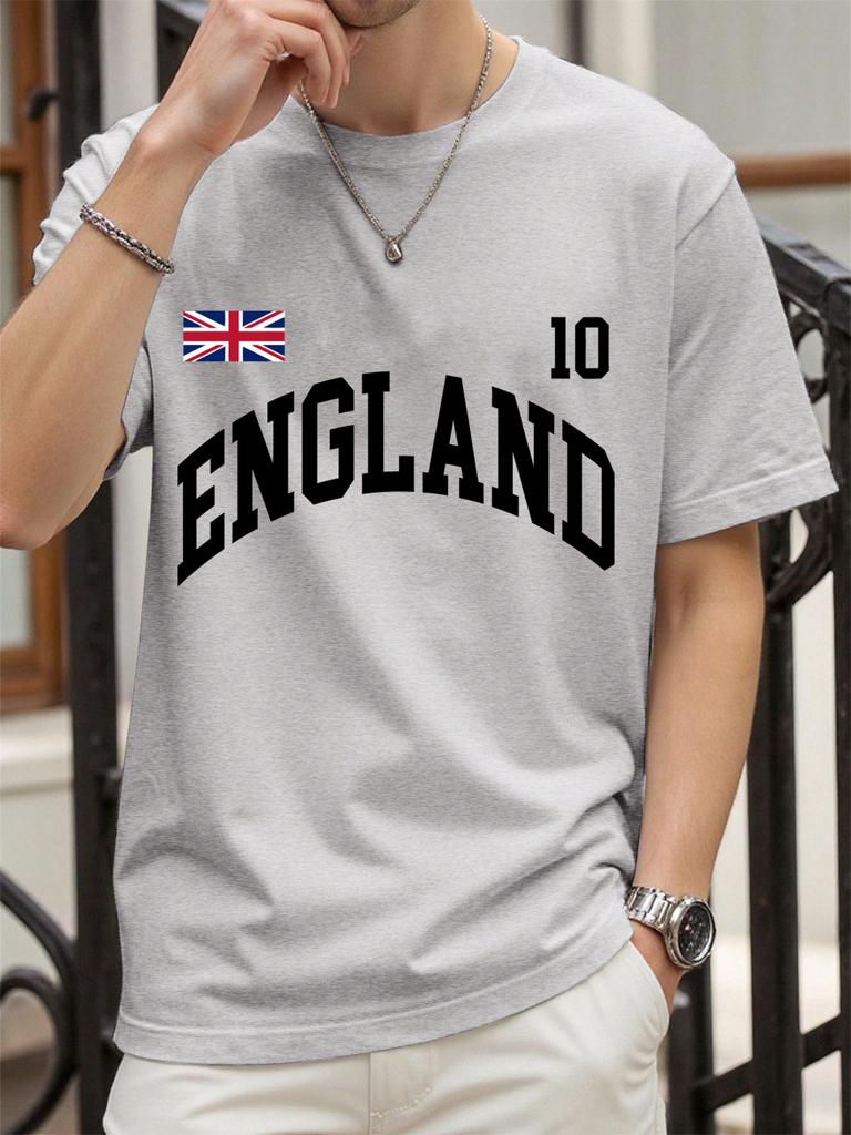 England Letter Uk Print TShirt For Men Cotton Summer T Shirts ONeck AllMatch Clothing Unisex Casual Loose Short Sleeve