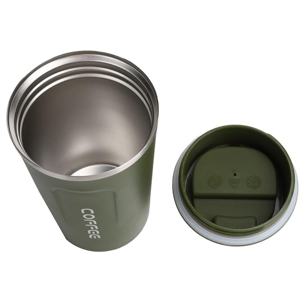 Doppellagige Kaffeetasse Auslaufsicherer Deckel Reisebecher Tragbarer Edelstahlbecher Heißgetränke