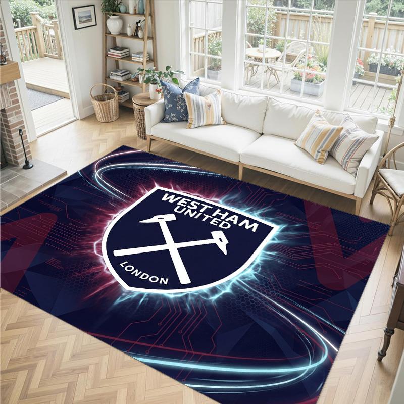 West Ham United Football Design Crystal Velvet Carpet Cozy Non?Slip Printed Rug For Bedroom Living Room Entrance