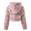 Y2k Streetwear Women Autumn Winter Faux Fur Coat Hooded Cropped Jacket Fur Coat Long Sleeve Cardigan Soft Tops Vintage Harajuku