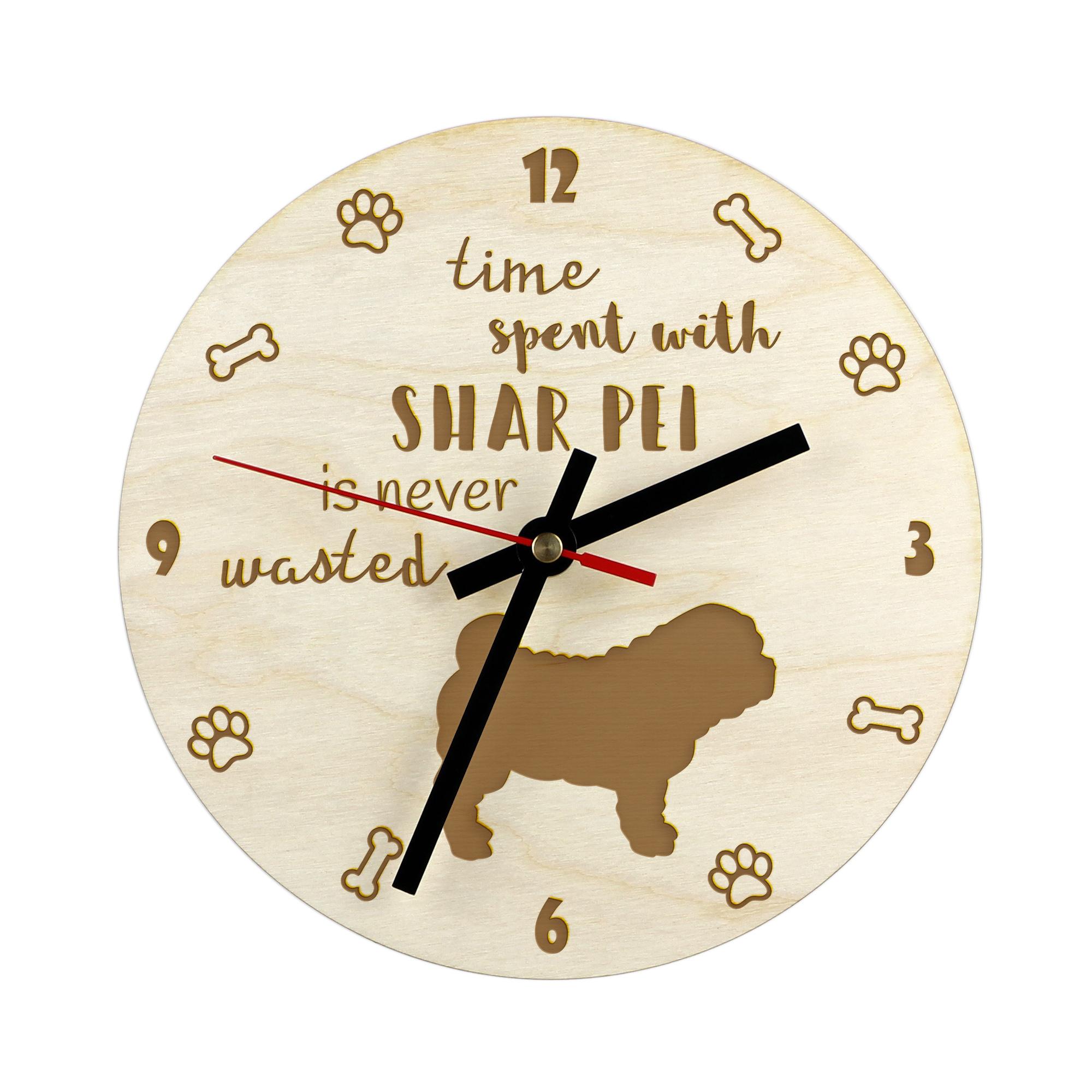 Shar Pei - clock with dog, wooden clock with engraving, personalised clock by Art-Dog