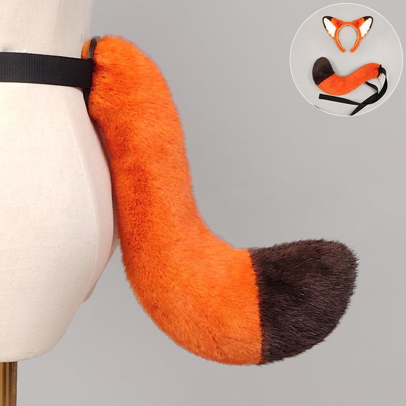 Fox Ear Headband Tail Set Adult Costume Party Cosplay Animal Festival Accessory Orange White Or Brown