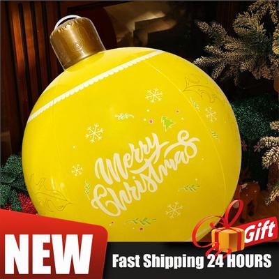 24 Inch Giant Inflatable Christmas Ball Outdoor Decorated Ball New Years Christmas Ornament Holiday Atmosphere Courtyard Balloon