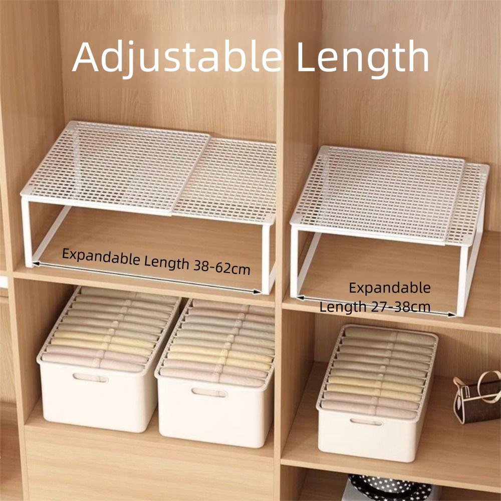 DIY Metal Closet Shelf Adjustable Telescopic Wardrobe Divider Board Expandable Retractable Stackable Shelves Dormitory