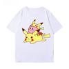 Pokemon Pikachu and Star Kirby Peripheral Shortsleeved Unisexs and Womens Loose Summer Pure Cotton Versatile Tshirts