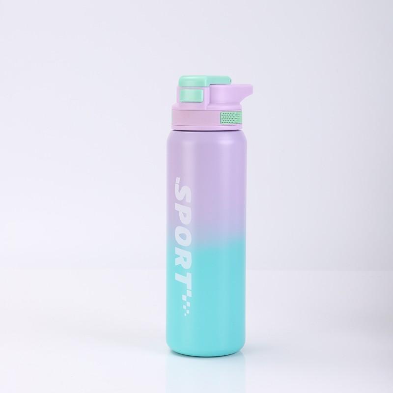 Kids Printed Stainless Steel Insulated Water Bottle With Straw Lid 600ml 800ml Outdoor Portable Thermos School Travel