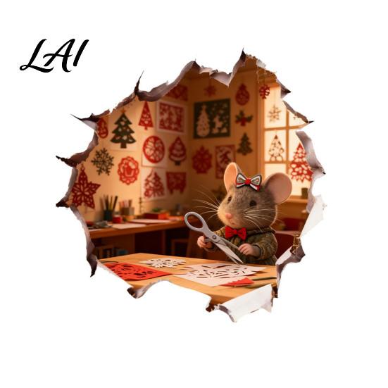 Creative Gift for Friends 3D Christmas Mouse Hole Wall Sticker Waterproof PVC Decal Festive Removable Window Cling Scene Easy Apply Holiday