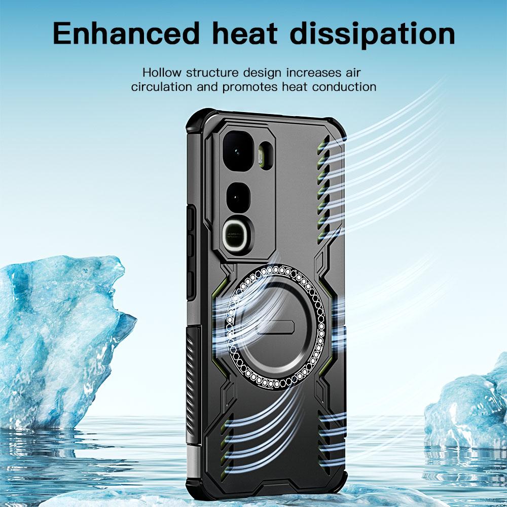 KEYSION Hollow Heat Dissipation Case for IQOO Z10 Lite Soft Silicone+PC Magnetic Cooling Shockproof Phone Cover for IQOO Z10 Lite