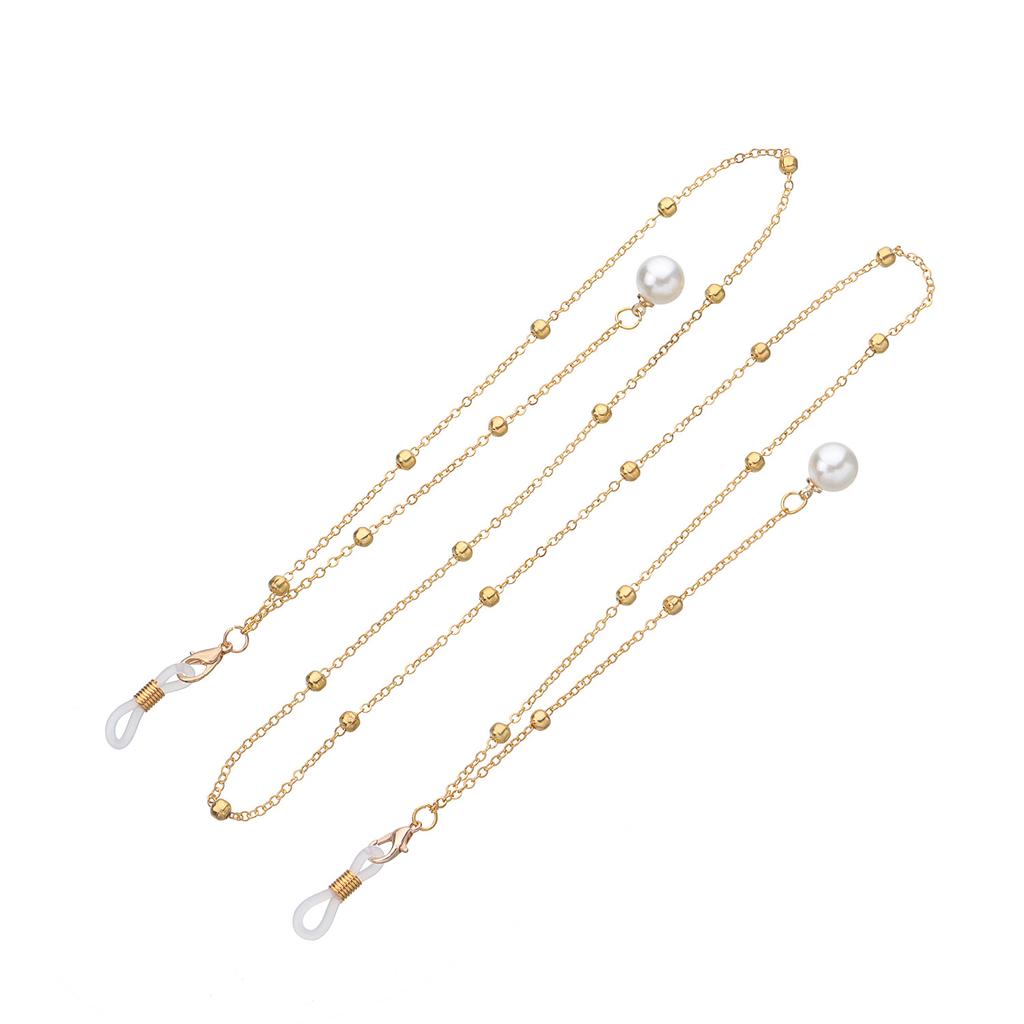 Pearl Tassel Long Glasses Chain, Metal Round Bead Chain, Mask, Mask, Fixed Accessories.