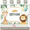Party Backdrop Jungle Safari Cartoon Giraffe Lion Balloons Festive Celebrations Photo Booth Decor Birthday Party Decor