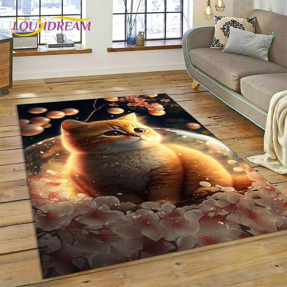 3D Persian Cat,Cute Calico Cat,Ragdoll Cartoon Rug Carpet for Living Room Bedroom Home Decor,Non-slip for Sofa  Doormat Gift Kid