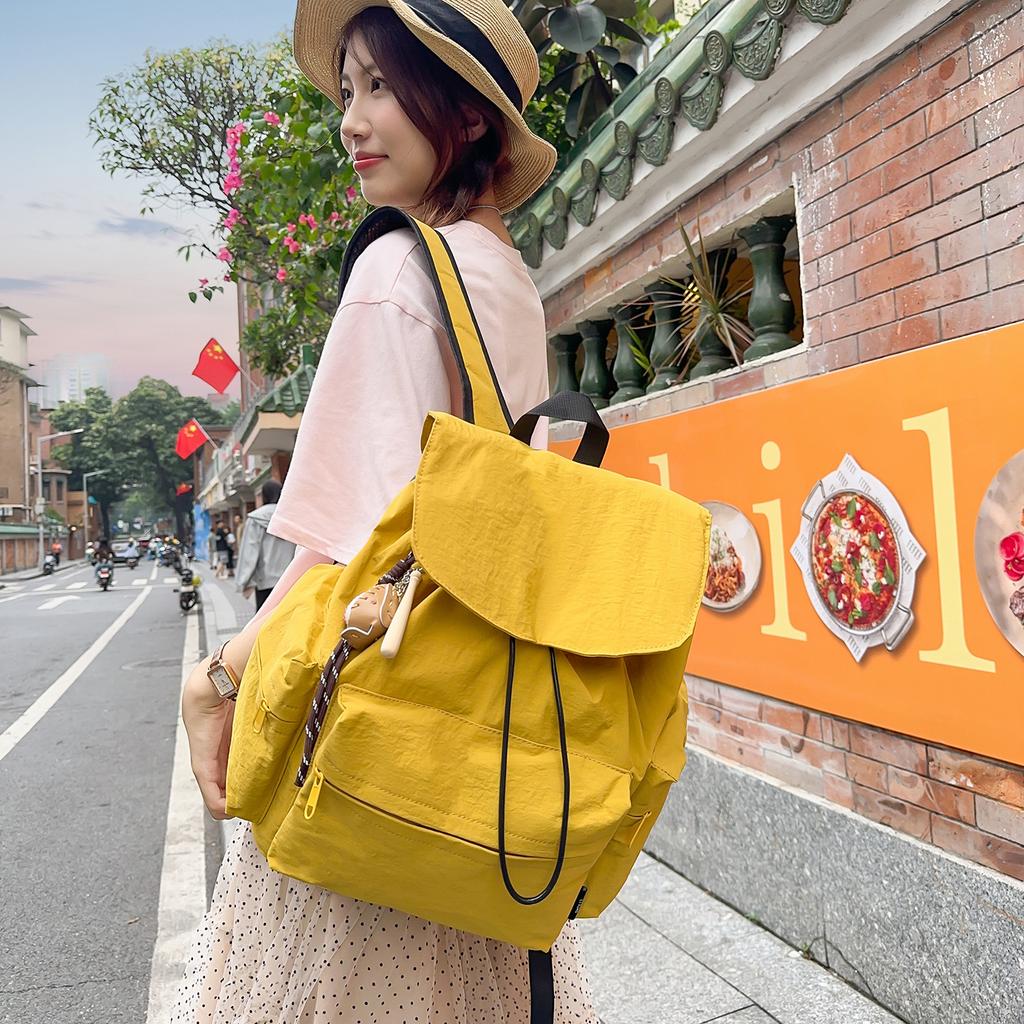 Schoolbag women's backpack 1011 new simple high-value ins style student schoolbag large-capacity drawstring travel backpack