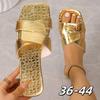 Large Size Flat-bottomed Cool Slippers Casual Wear Simple and Fashionable Square Head Vacation Beach Sandals