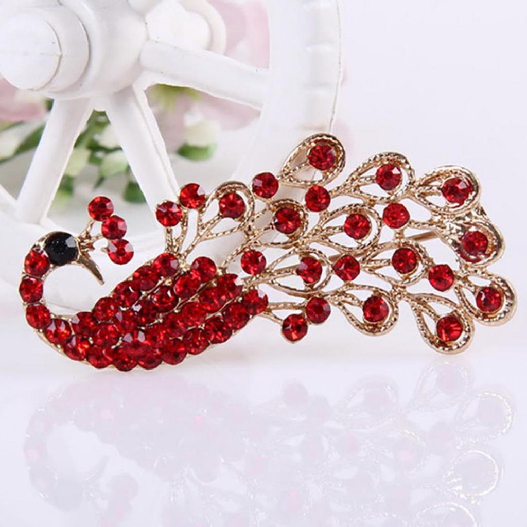 Mode Vrouwen Glanzende Volledige Strass Holle Pauw Broche Pin Bruiloft Sieraden