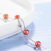Bracciale in Argento Sterling 925 Moda Pietra Granato Rosso Doppio Strato Perline Catena Collegata Per Donne Bracciale Ciondolo Gioiello Regalo