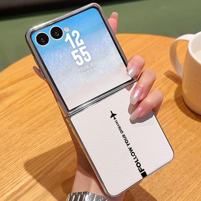 

Airplane Snow Mountain Case For Samsung Z Flip 5 6 7 FE Luxury Hybrid 3in1 Leather Skin Plating Folding Phone Cover For Samsung Z Flip7 Flip6 Flip5 Samsung Z Flip7 бежевый
