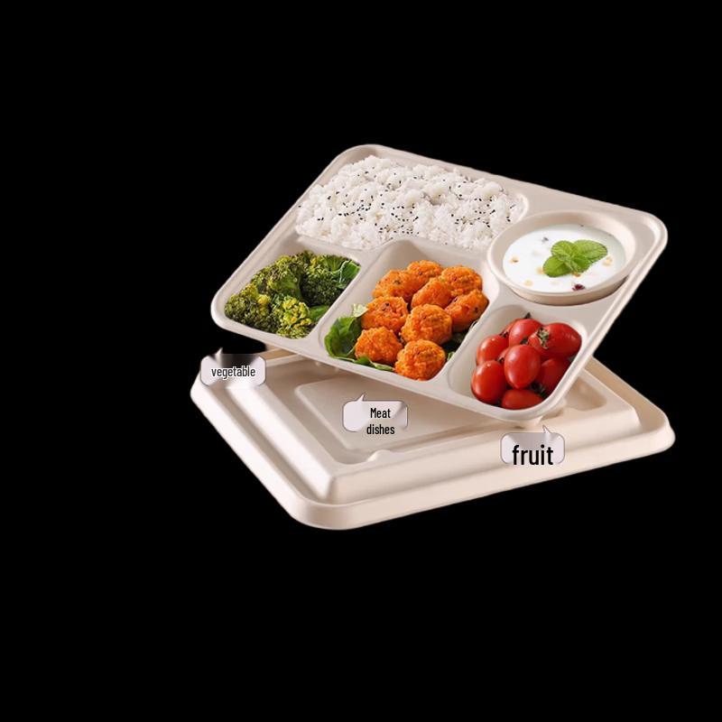 NHZHIW 5-Compartment Degradable Disposable Lunch Boxes