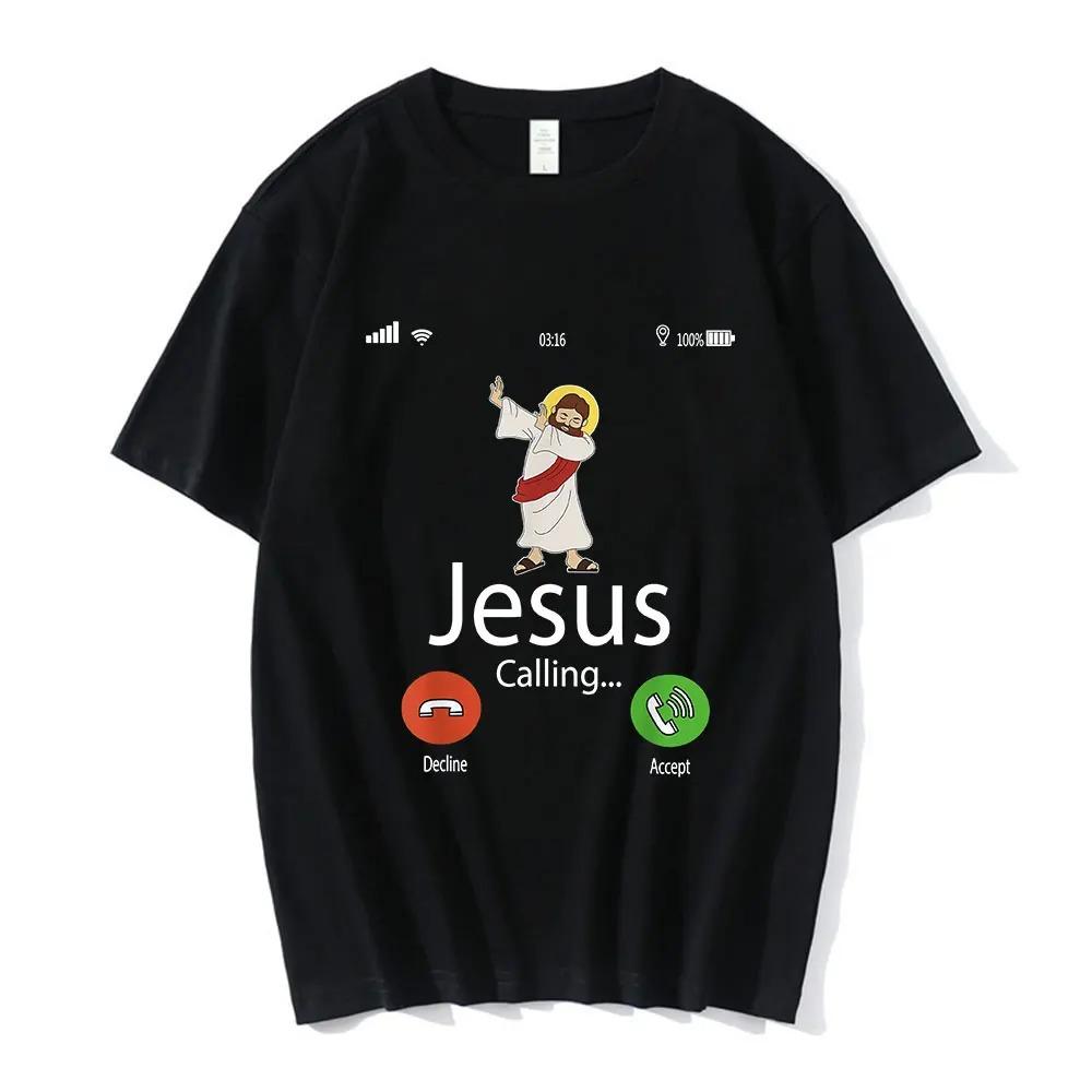 Streetwear Nicolas Cage Moshi Moshi Jesus Desu T-Shirt Men Meme Picolas Cage Awesome T-shirts Cotton Clothing