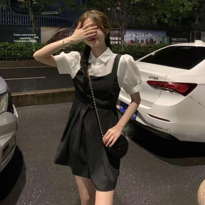 

2024 Petite Black Waist-Cinching Tie-Up Dress with Pleated Skirt Extra Large