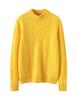 Women's Thickened Cashmere Half-High Neck Diamond Cable Knit Sweater - Long Sleeve Solid Color Pullover