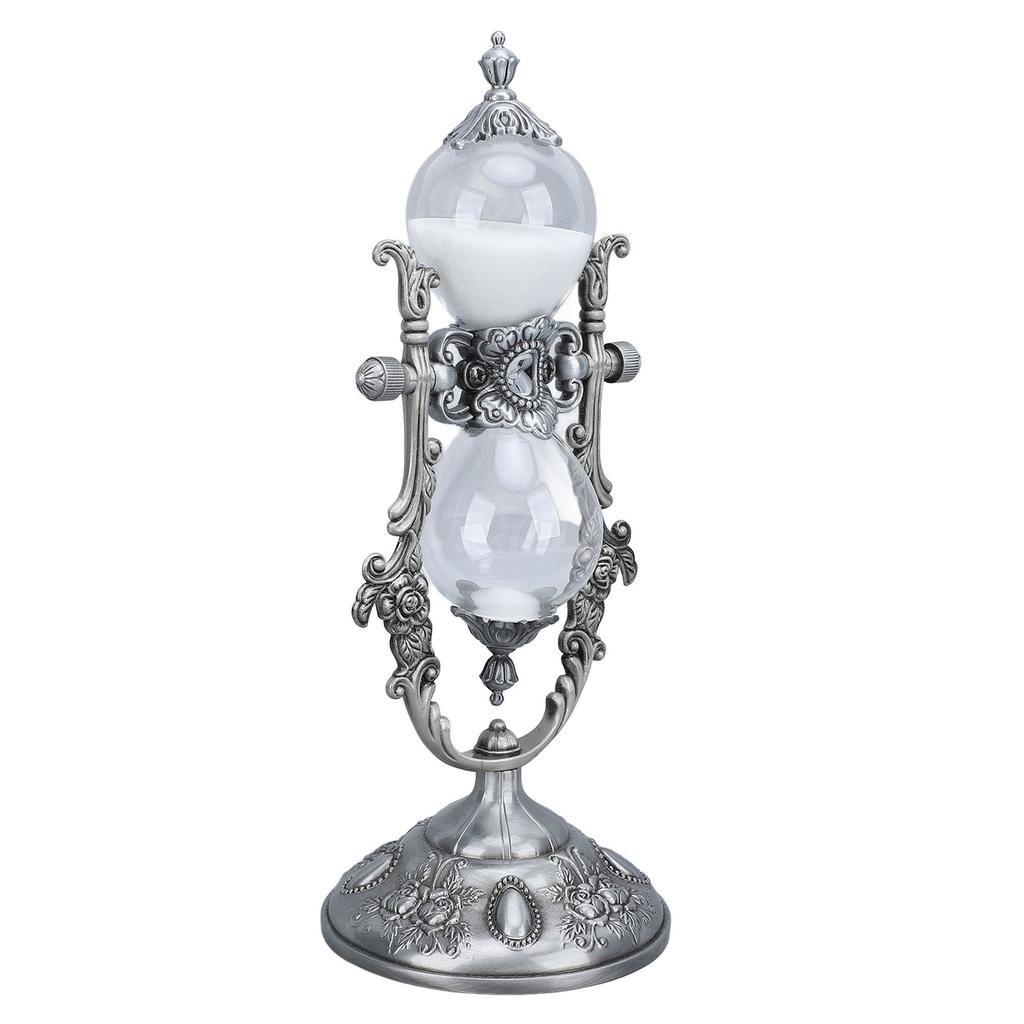 Sand Timer With Stand Vintage 15 Min Engraving Embossed Golden Hourglass Timer for Shelf Decor