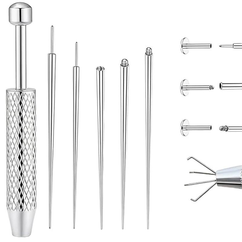 Practical Piercing Tool Set Stainless Steel Texture Suitable for Body Jewelry Insertion from 14G to 20G Safe Applicator