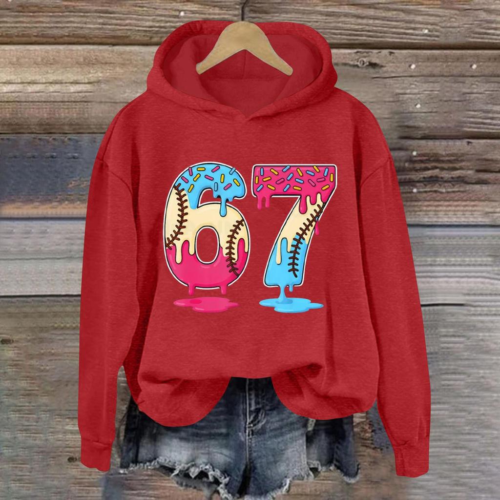 Women's Fashionable Casual Long-Sleeved Printed Hooded Sweatshirt