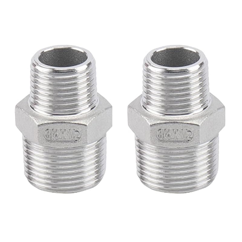 Feelers Reducing Hex Nipple, 304 Stainless Steel 1"x 3/4" NPT Male Pipe Fitting Reducer Nipple Adapter (Pack of 2)