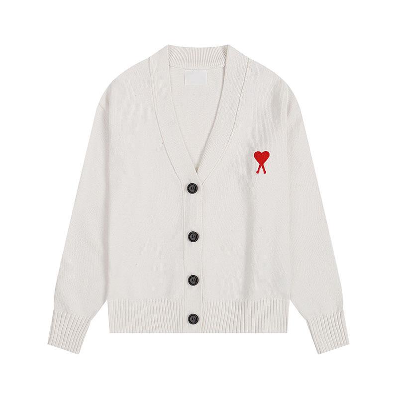 Klassischer Strick-Cardigan mit Herz-Stickerei - Unisex Lockerer Pullover